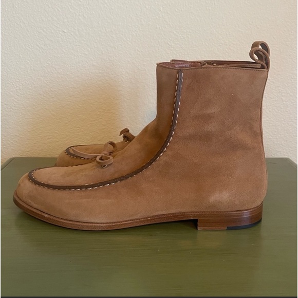 POLO RALPH LAUREN Tan Suede Leather “Delaney” Ankle Boots Rare Woman’s 11B NEW!! - Picture 7 of 13